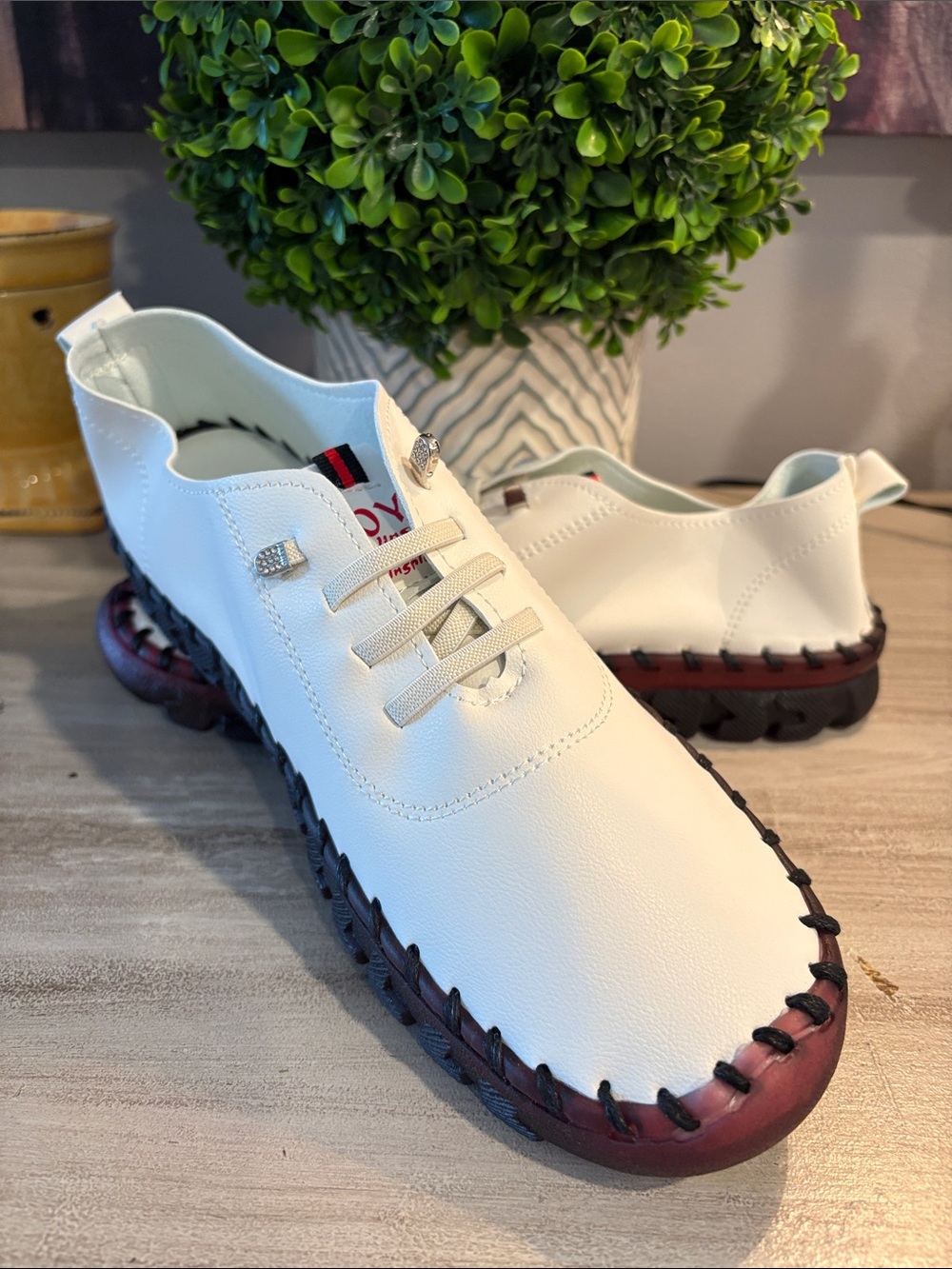 White Slip-On Sneakers, European. - Picture 2 of 7